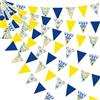 pinkblume 32Ft Blu Piastrelle Giallo Limone Bunting Banner Decorazioni per feste Vintage Capri Tessuto Limone Gagliardetto Triangolo Bandiera Ghirlanda Streamer per Costiera Amalfitana Capri Giallo Blu
