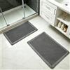 LUPATDY Set di 2 tappeti da bagno a nido d'ape, lavabili, antiscivolo, in microfibra, per soggiorno, bagno, lavanderia, cucina, 43 x 61 cm + 46 x 77 cm (grigio scuro)