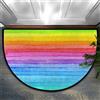Bioputty Zerbino mezzo rotondo, colori vivaci arcobaleno a righe, antiscivolo, a semicerchio, lavabile, resistente, decorazione per la casa, tappeto a mezza luna, per interni ed esterni, soggiorno, camera da