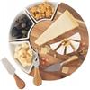 Generic Tagliere pieghevole in legno di acacia con ciotole e coltelli, 3 coltelli, 3 ciotole, per servire e conservare