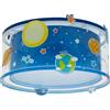 Dalber Plafoniera per bambini Planets, con pianeti e sistema solare, colore blu, modello 41346M, attacco E27-2 x 15W.