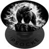 Artistic Wilderness Ritratto di orso fresco Stile di disegno artistico Nero Bianco PopSockets PopGrip Adesivo