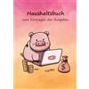 Angelina Schulze Verlag Haushaltsbuch zum Eintragen der Ausgaben: Einschreibbuch der fixen Kosten und variablen monatlichen Ausgaben für Paare - viel Platz zum Ausfüllen im Notizbuch 17x24cm - Motiv Schwein am PC