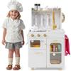 COSTWAY Cucina Giocattolo per Bambini, con Fornello, Forno, Microonde