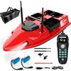 FUMENG Doppia antenna 4 tramogge intelligente RC pesca esca barca, grande capacità LED luce notturna barca (5200mAh* 2)