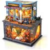 Cuteefun Kit Casa in Miniatura da Costruire, Miniature Casa delle Bambole Fai da Te con Mobili Copertura e Strumenti, Regali Creativi Artigianali (Caffè Libro Detective)