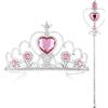 KarneLux Set principessa corona e scettro rosa - bacchetta magica per costume di carnevale, carnevale e compleanni