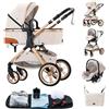 ALYIKOU trio passeggino neonati in offerta, passeggino trio, passeggino 3 in 1, pneumatici in gomma, con accessori, Gondola, Adaptateurs, 25 kg