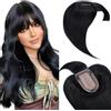 Elailite Hair Topper Capelli Veri Donna Clip in Posticci Toupee Toupet Silk Lace Protesi #1 Jet Nero 53g 45cm (7cmx13cm)