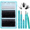 GEMERRY Ciglia Finte Ciuffetti Kit Manga Ciglia Finte Kits Extension Ciglia Lash Cluster+Bond and Seal DIY Eyelash Extension a Casa per Principianti 5 Secondi (Bottom+80D+100D Spiky-Kit,10-18mm)