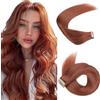 Hotlulana Extension Capelli Veri Biadesivo Castano Ramato Scuro(33A#) Extension Capelli Veri 16Pollici 20pcs 40cm 40g Extension Biadesive Capelli Veri Invisible Skin Weft Tape in Hair Extensions.