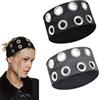 SDFWGG 2 Pezzi Fascia per Capelli con Occhielli Sportiva Goth Punk Headband Elastica Larga Occhielli Fascia Rock Unisex Accessorio per Capelli (Nero + Grigio)