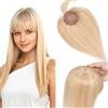 Elailite Hair Topper Capelli Veri Donna Clip in Posticci Protesi 32g 25cm #18P613 Beige Sabbia/Biondo Chiarissimo (10cmx10cm)