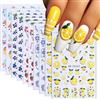 Bukecagif 10 pezzi adesivi per unghie, autoadesivi, design frutta: limone, fragola, mirtillo, decorazione per nail art, rosa, blu, giallo, per unghie mani e piedi
