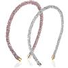 Apausvcm 2 fasce per capelli con strass scintillanti, per donne e ragazze, accessori per acconciature per matrimoni, feste di compleanno (argento e rosa)
