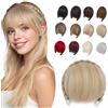 Elailite Cerchietto con Frangia Capelli a Trecce Posticci Donna Frangetta Finta Voluminoso Bang Hair Extension 55g Biondo Scuro/Biondo Chiaro