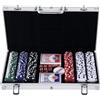 HOMCOM Valigetta Poker Professionale Alluminio 300 Fiches 2 Mazzi Texas Hold'Em Dadi
