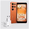 Blackview Smartphone Blackview-Oscal Wave 2C, display da 5", estremamente leggero, senza contratto, incluso caricabatterie da 18W, Android 16, 12+32GB di memoria, Face ID, Dual SIM, risoluzione 1080P, custodia protettiva in TPU inclusa
