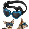 Generisch Occhiali da sole per cani di piccola taglia, a forma di cuore, con protezione anti UV e protezione per gli occhi, cinghia regolabile, in diversi colori (blu)