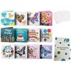 F4B Set di 12 Biglietti d'Auguri Diamond Painting (1) 15x15cm | Pietre Tonde | Con Buste | Biglietti di Compleanno | Set di Cartoline | Cards | Buon Compleanno | Bambini | Kit per Adulti e Bambini