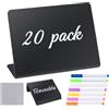 QEEROYO 20 Pezzi Mini Lavagnette Cancellabili di Plastica, 100 x 75mm Segna Prezzi per Pasticceria, Cartellini Prezzi con Penna e Panno, per Segnaposto, Buffet, Ristorante, Panetteria, Tavolo, Decorative