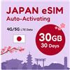 TSIM eSIM Giappone 30 giorni 30 GB | eSIM ricevuta in poche ore | attivazione automatica | tariffa ricaricabile, rete 5G con hotspot, solo dati | nessuna chiamata vocale | supporto 24×6