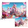 SDOTPMT 7x5ft Candyland Polyester Backdrop Dreamlike Castello Candy Pink Cloud Backgrounds Fairytale Princess Backgrounds per Bambini Compleanno Party Decor Neonato Photo Booth Props