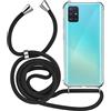 MyGadget Cover per Samsung Galaxy A51 4G - Custodia con Corda - Case con Cordino Trasparente Antiurto con Laccio | Tracolla - Practical Stylish - Nero