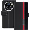 UOGNADGD Custodia in pelle a righe per Oukitel WP55 5G - Nero | 6.6 Custodia portafoglio flip con blocchi di colore, chiusura magnetica, supporto e portacarte