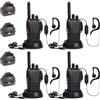 pofung Walkie Talkie PMR446 Radio bidirezionale senza licenza, pofung PT88E 16 canali professionali ricaricabili a lungo raggio Walkie talkie con base di ricarica e auricolari (confezione da 4), colore: nero