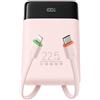 VEGER 10000mAh Powerbank con Cavi Integrati 22.5W Ricarica Rapida Portatile | Sottile Compatto USB C Power Bank LED Display con 4 Uscite e 3 Ingressi Compatibile con iPhone iPad Huawei Xiaomi Tablet-Rosa