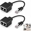 Ihteyuo 2 pezzi Splitter RJ45, adattatore RJ45 da 1 a 2 femmine, multipresa Ethernet compatibile Cat5 Cat5e Cat6 Cat7, adattatore di rete LAN per router Switch PC TV Box