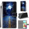 KENHONER Custodia per Samsung Galaxy A71, luna | Portafoglio Pelle PU, Magnetica, Resistente Agli Urti, Scomparto Carte Credito, Pieghevole, Flip Libro, Motivo