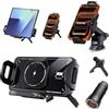 Olycism X02 Dual Bobine 15W Fast Wireless Car Charger Mount per Samsung Galaxy Z Fold 7/6/5/4/3 con bloccaggio automatico, ventosa, clip di sfiato, caricabatterie accendisigari, nero, confezione