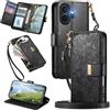 MOJIA Portafoglio Custodia per TCL NxtPaper 70 Pro, Flip Cover in Pelle con Tracolla a Tracolla, Scomparto a Cerniera e Funzioni Multifunzione. Black