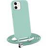 MyGadget Cover per iPhone 11 - Custodia con Corda - Case con Cordino Opaca Antiurto | Bumper con Laccio | Tracolla - Practical Stylish - Verde menta