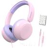 JBUNION Cuffie per bambini con cavo, cuffie cablate per bambini con microfono, limite di volume, Shareport, suono stereo, per ragazzi e ragazze, cuffie adesive per scuola/tablet/iPad
