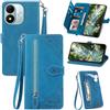 Fertuo Cover a Libro Antiurto per Xiaomi Redmi Note 17 Pro 5G, Blu | Portafoglio con Porta Carte, Chiusura Magnetica, Stand, Cordino e Tasca con Zip, Disegni Fiori, Flip Case, Pelle PU, Silicone