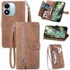 Fertuo Cover a Libro Antiurto per Xiaomi Redmi Note 17 Pro 5G, Marrone | Portafoglio con Porta Carte, Chiusura Magnetica, Stand, Cordino e Tasca con Zip, Disegni Fiori, Flip Case, Pelle PU, Silicone