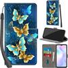 Haninsuze Cover per Xiaomi Redmi 9A / 9AT, farfalla dorata | Pelle PU Portafoglio, Porta Carte, Magnetica, Libro, Antiurto Custodia