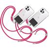 TBOC 2X Cordino Catenella Laccio Strap Porta Cover [Fucsia] con Toppa di Plastica [Nero] per Telefono Cellulare da Collo - Tracolla Catenina con Cordini da Cellulari Accessori Universale Laccetti