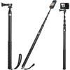 Wiseten Selfie Stick Invisibile 3M/300cm per Insta 360 X6 X5 X4 X3 DJI Osmo 360 | Fibra di Carbonio Selfie Stick Lunga Asta Monopiede con Adattatore per GoPro Hero 13 12 11 10 9 Black, Argento