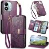 Fertuo Cover a Libro in Pelle PU per Xiaomi Redmi Note 17 Pro 5G, Viola | Blocco RFID, Portafoglio con Porta Carte, Laccio, Chiusura Magnetica, Stand e Tasca Zip, Disegni Fiori, Flip Case Antiurto