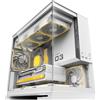 Geometric Future GEO-M3F-W GEO-M3F-W - Case per PC a torre micro-ATX panoramica in vetro temperato a doppia camera, modello 3, 5 ventole ARGB PWM preinstallate da 120 mm x 30 mm, USB Type-C, supporto