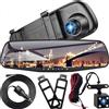 Retoo Dash Cam Specchietto Retrovisore 4,3 Pollici Full HD 1080P con telecamera per la retromarcia con visione notturna, registrazione in loop e display da 170° 120° posteriore, doppia auto