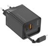 Mars Gaming MD-GAN65R, Caricatore USB-C 65W Ultracompatto, Ricarica Rapida QC 3.0 e PD 3.0, Tecnologia GaN, Cavo Retrattile Piatto 65cm, 9 Protezioni, Porta USB-A e USB-C, Spina Europea Tipo C, Nero