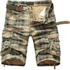 generic Pantaloncini cargo da uomo, bermuda estivi, con tasche, da uomo, a quadretti, con stampa a quadri, casual, pantaloni corti da uomo, taglia 28-36, nero, cachi, blu, grigio, Cachi - 1, L