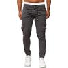 Cassiecy Pantaloni da uomo, pantaloni da jogging, chino, cargo, elasticizzati, da uomo, con tasche, slim fit, per il tempo libero, grigio scuro, L