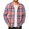 COOFANDY Camicia termica invernale in flanella da uomo, a quadretti, da falegname, blu e rosa, XXL