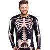 Miaikvs Maglietta a Maniche Lunghe da Uomo con Stampa 3D con Scheletro Foto-Realistico, Scheletro di Halloween., M